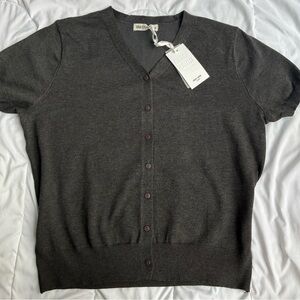NWT Grace Karin Short Sleeve Cardigan in Charcoal Gray, XL